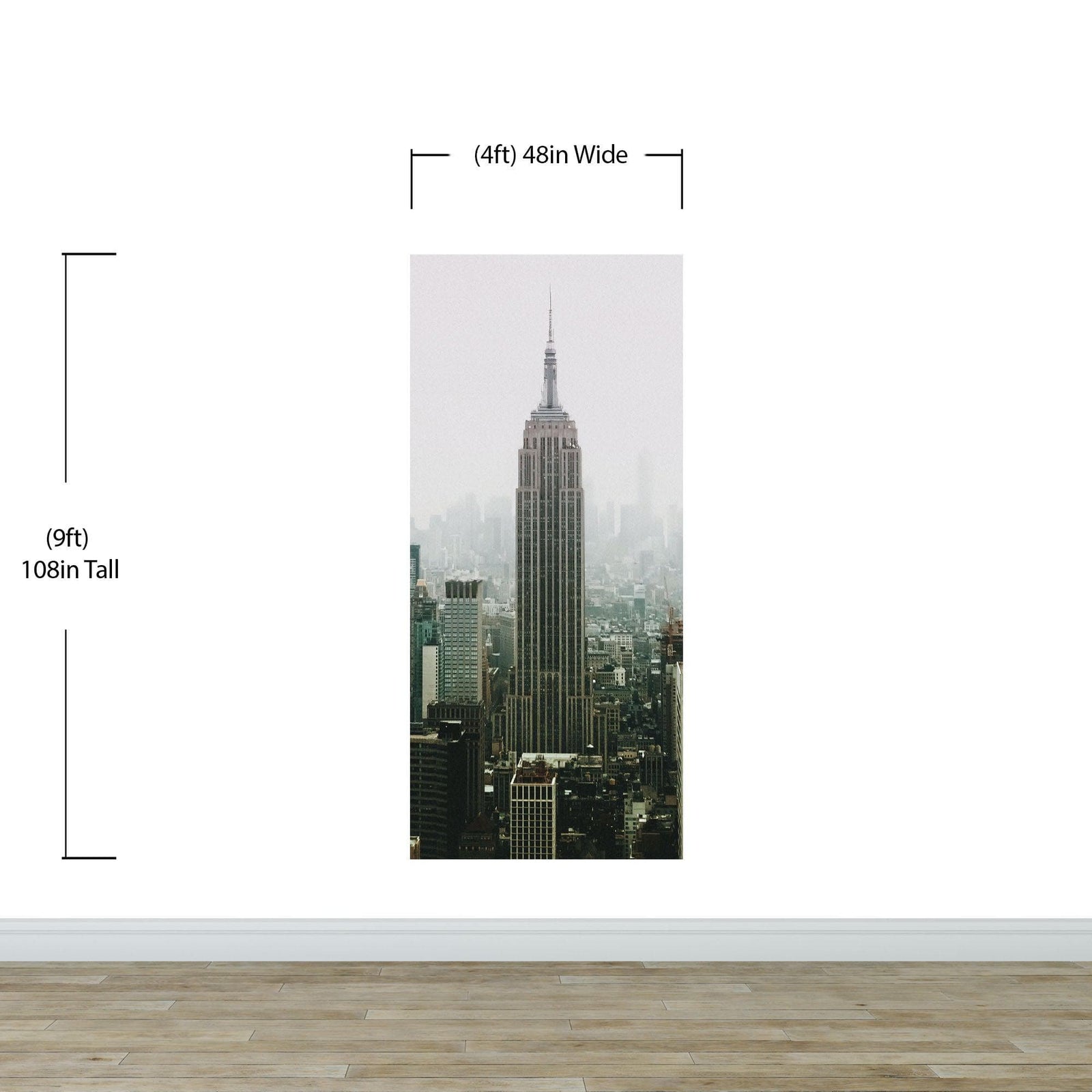 Mural de pared del Empire State Building de Nueva York. Papel tapiz autoadhesivo de los rascacielos de la ciudad de Nueva York. #6407