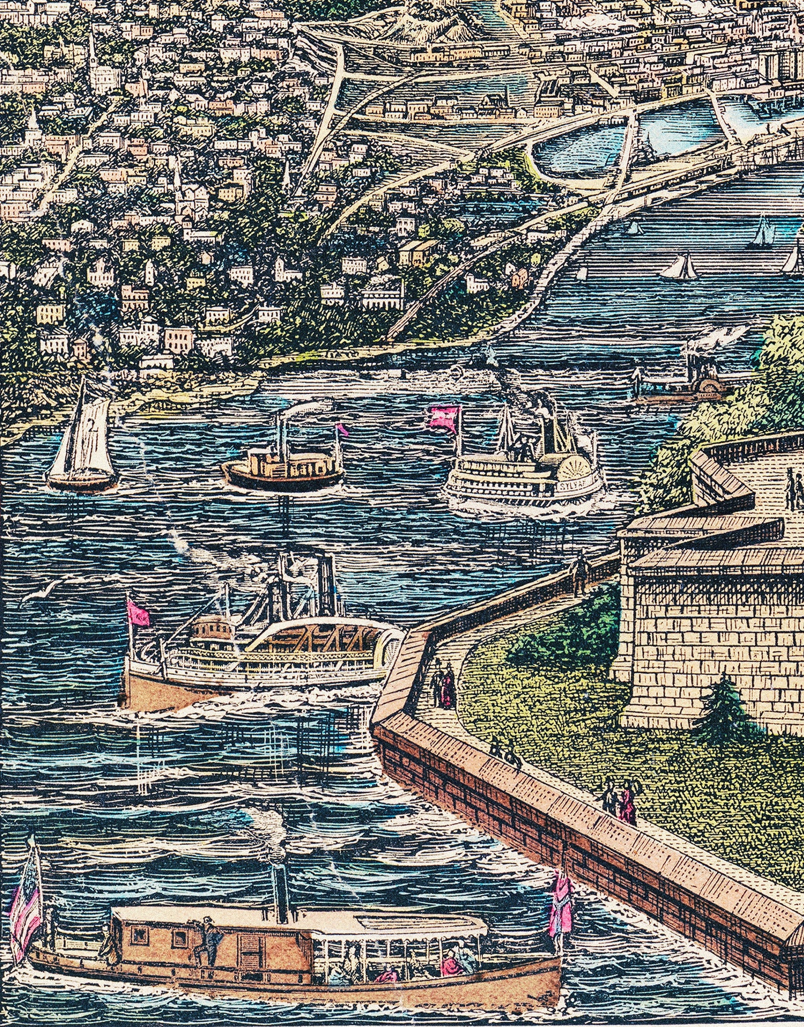 Ilustración vintage del mural de pared de la Estatua de la Libertad. La gran estatua de Bartholdi, la libertad que ilumina el mundo. Papel pintado autoadhesivo. #6409