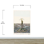 Ilustración vintage del mural de pared de la Estatua de la Libertad. La gran estatua de Bartholdi, la libertad que ilumina el mundo. Papel pintado autoadhesivo. #6409