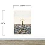 Ilustración vintage del mural de pared de la Estatua de la Libertad. La gran estatua de Bartholdi, la libertad que ilumina el mundo. Papel pintado autoadhesivo. #6409