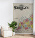 Mural de pared con mapa retro vintage de Brooklyn, Nueva York. Papel tapiz autoadhesivo con mapa de la ciudad de Nueva York de 1888. N.º 6410