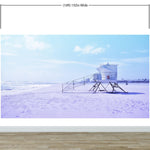 Mural de pared con torre de salvavidas en la playa de Pensacola. Papel tapiz autoadhesivo con temática de colores pastel. N.º 6415