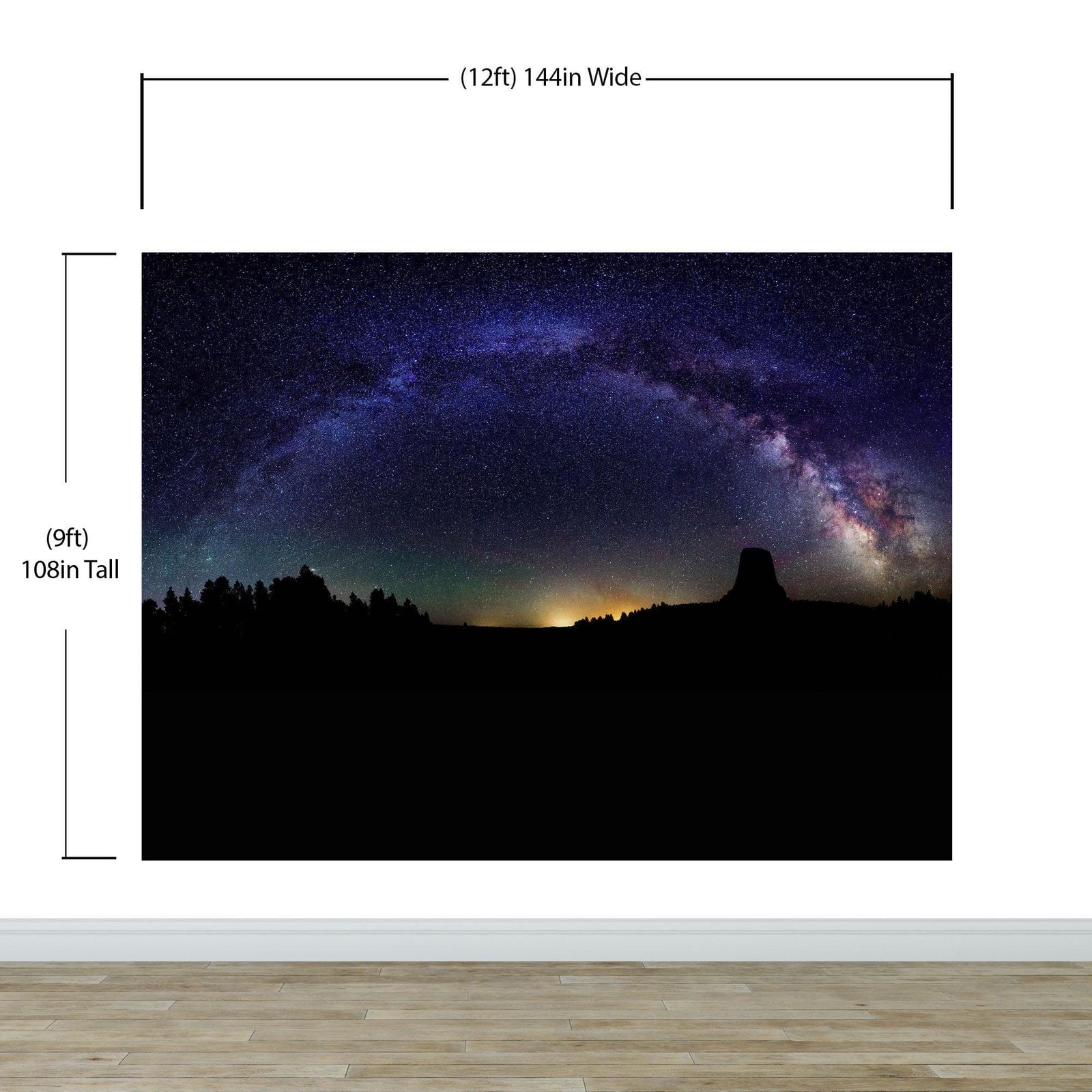 Mural de pared con estrellas de la Vía Láctea. Noche estrellada sobre el Parque Nacional Monumento de la Torre del Diablo. #6416