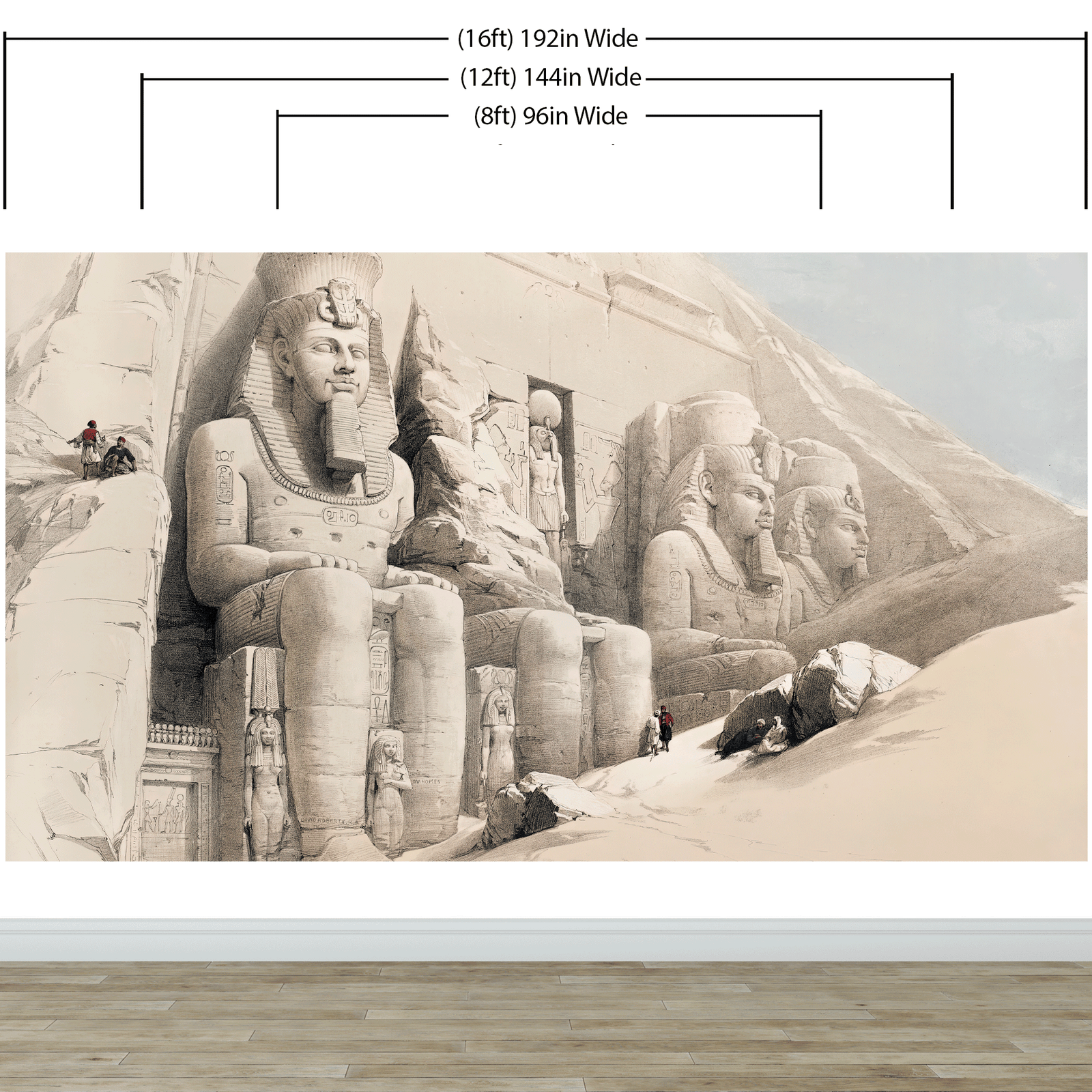 Mural de un antiguo templo egipcio. El gran templo de Abu Simbel, Nubia, de David Roberts. #6417