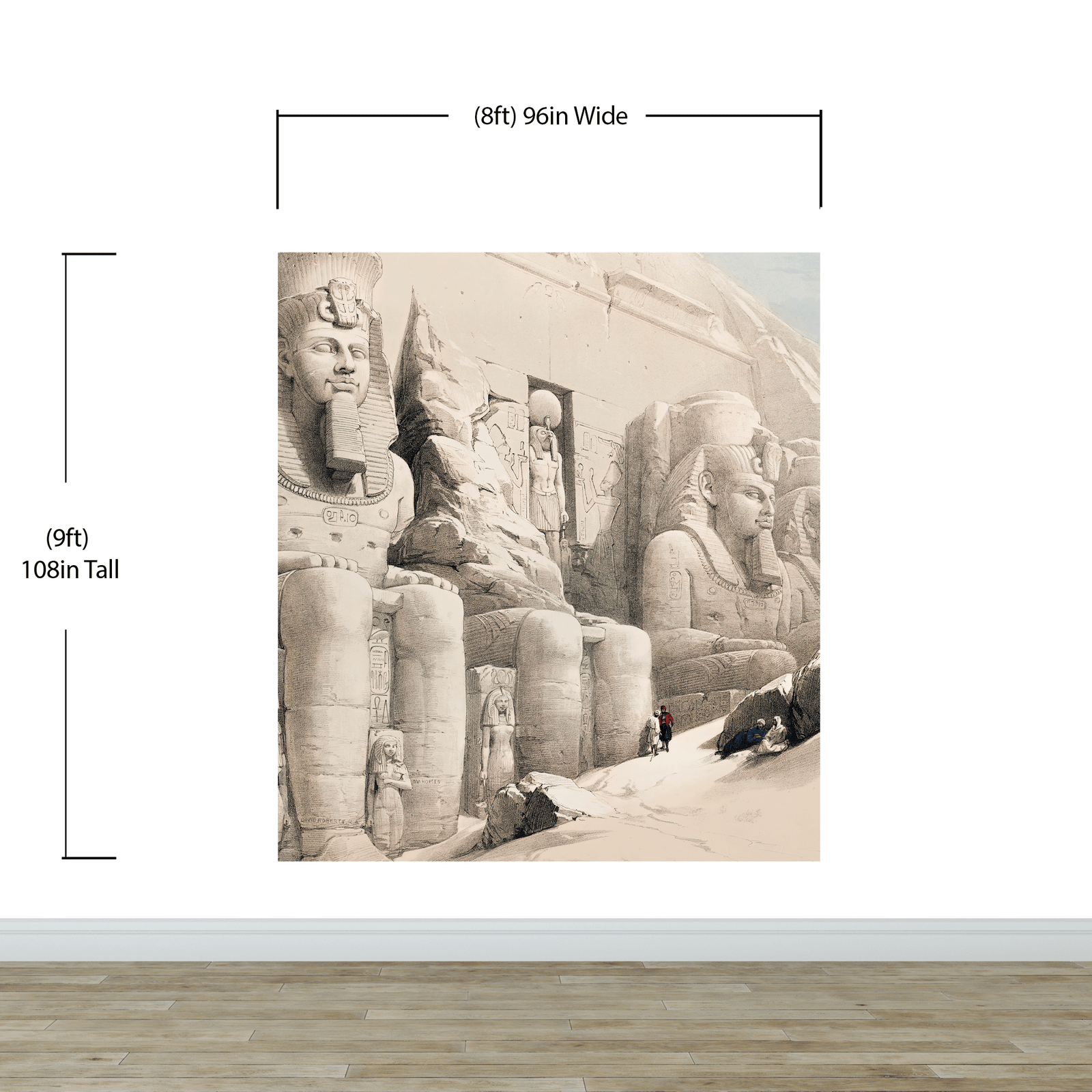 Mural de un antiguo templo egipcio. El gran templo de Abu Simbel, Nubia, de David Roberts. #6417
