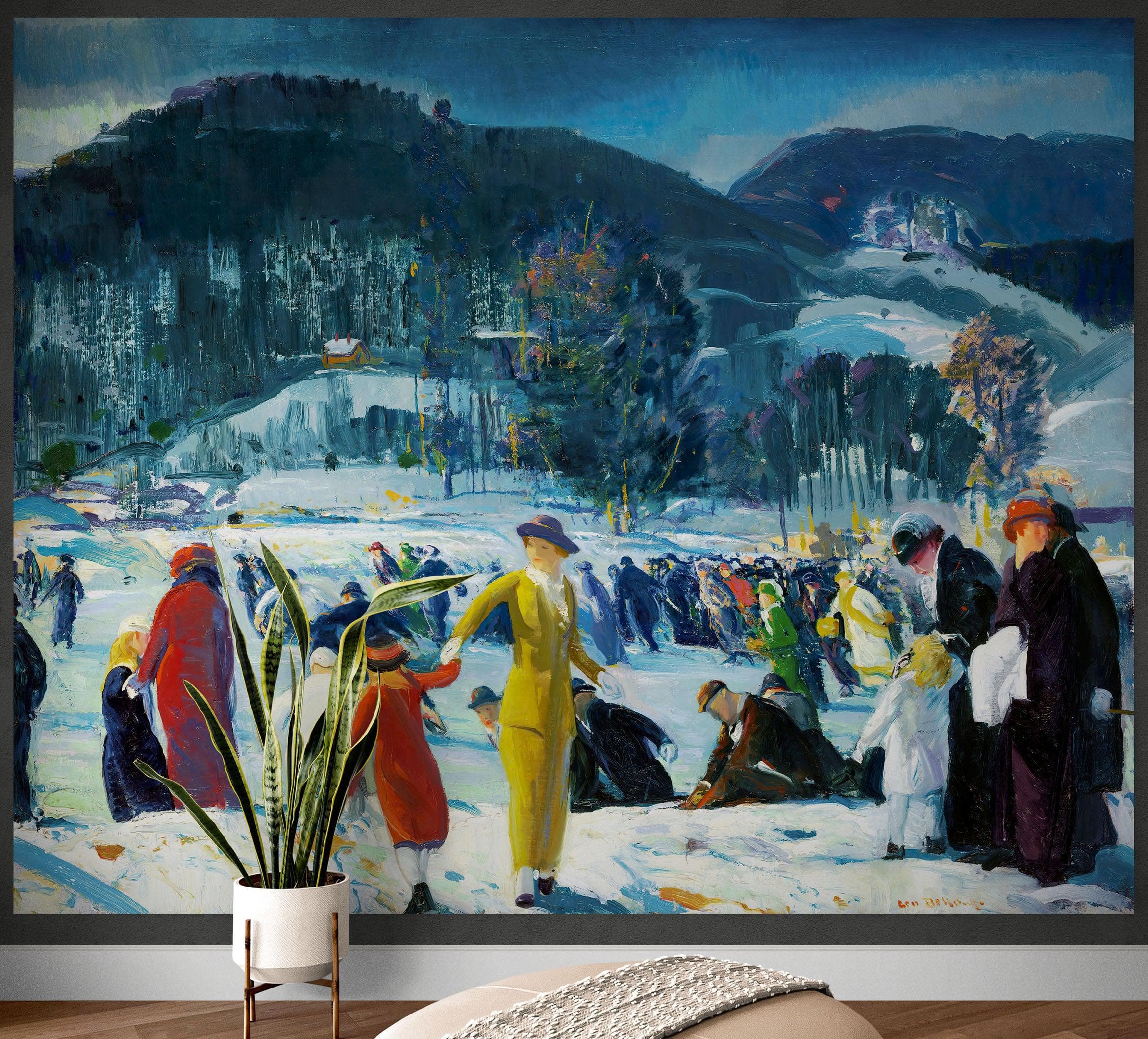 Mural de pared con la famosa pintura "El amor por el invierno". Pintura de George Wesley Bellows. N.º 6419