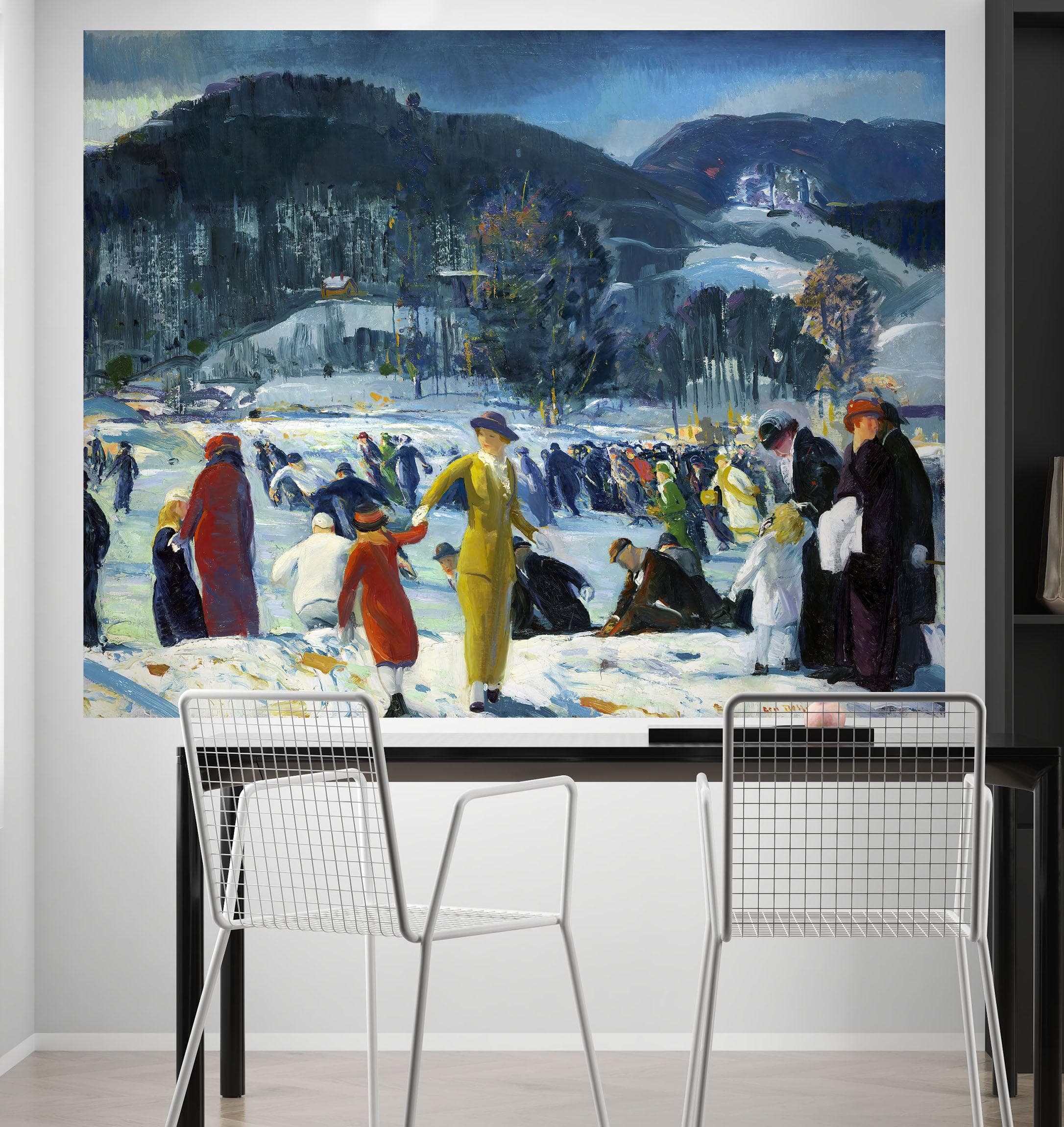 Mural de pared con la famosa pintura "El amor por el invierno". Pintura de George Wesley Bellows. N.º 6419