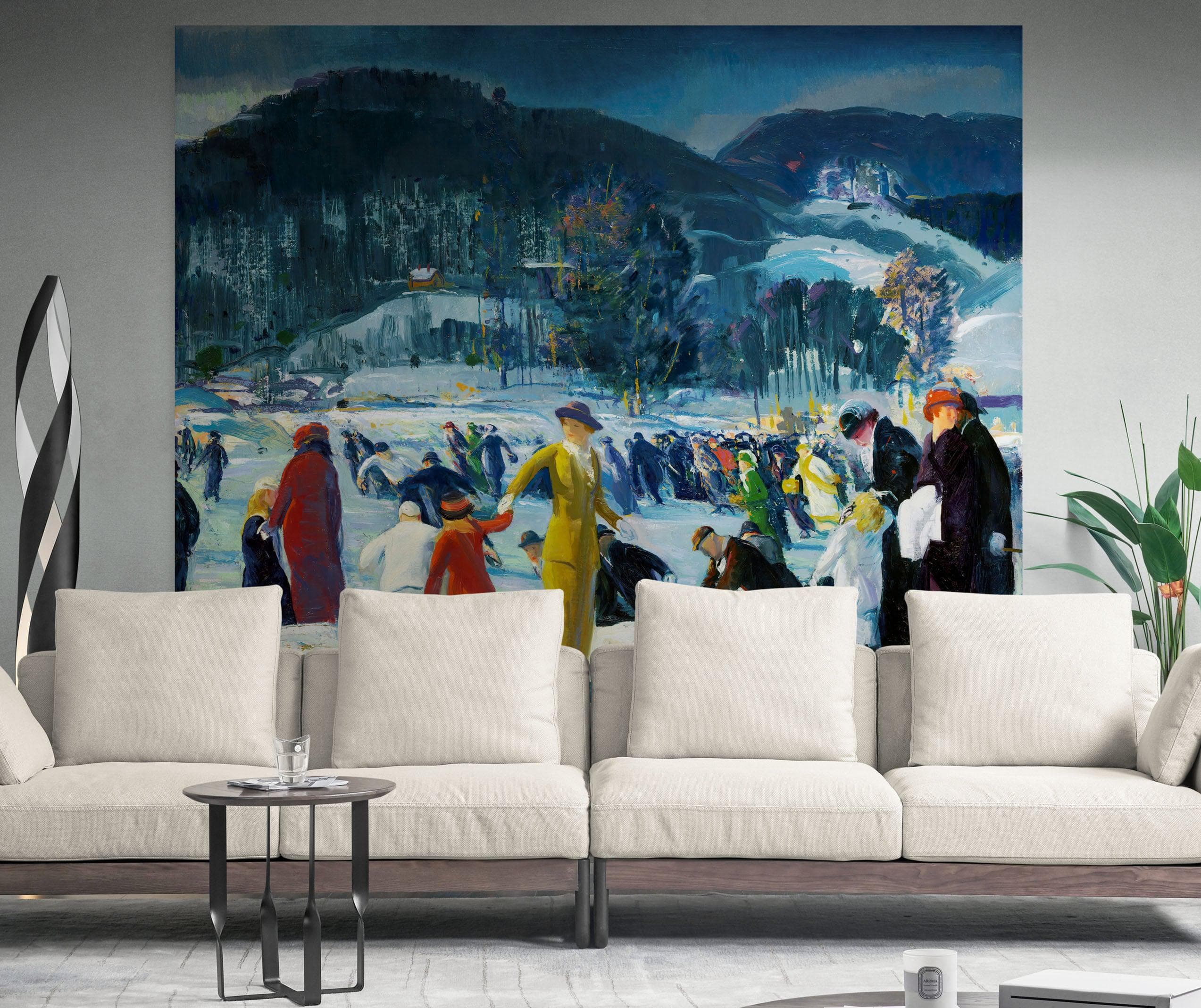 Mural de pared con la famosa pintura "El amor por el invierno". Pintura de George Wesley Bellows. N.º 6419