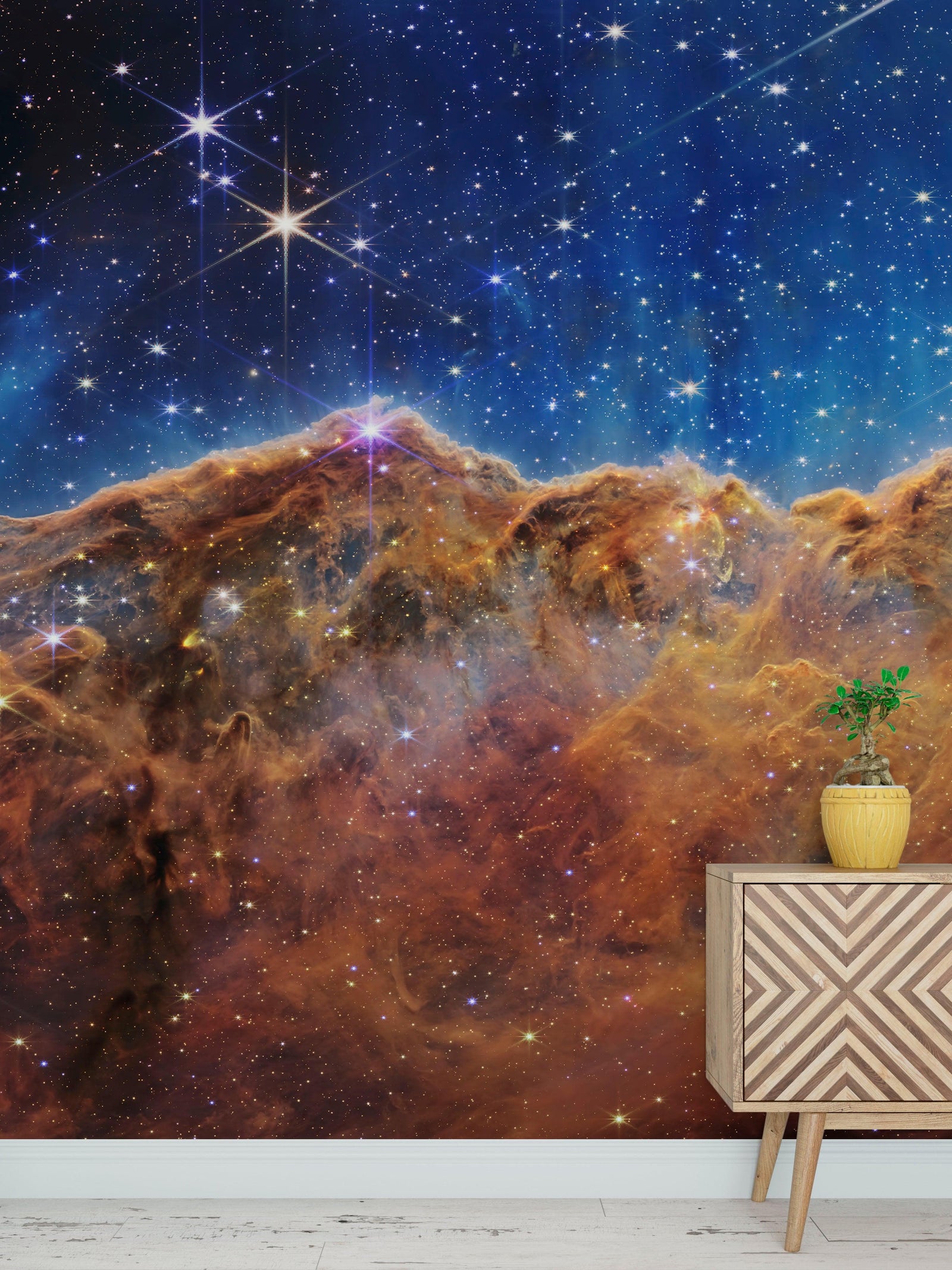 Acantilados cósmicos en la nebulosa Carina (imagen NIRCam) de la NASA, la ESA, la CSA y el STScI. Mural de pared espacial Galaxy Nebula | Papel tapiz autoadhesivo. N.° 6421
