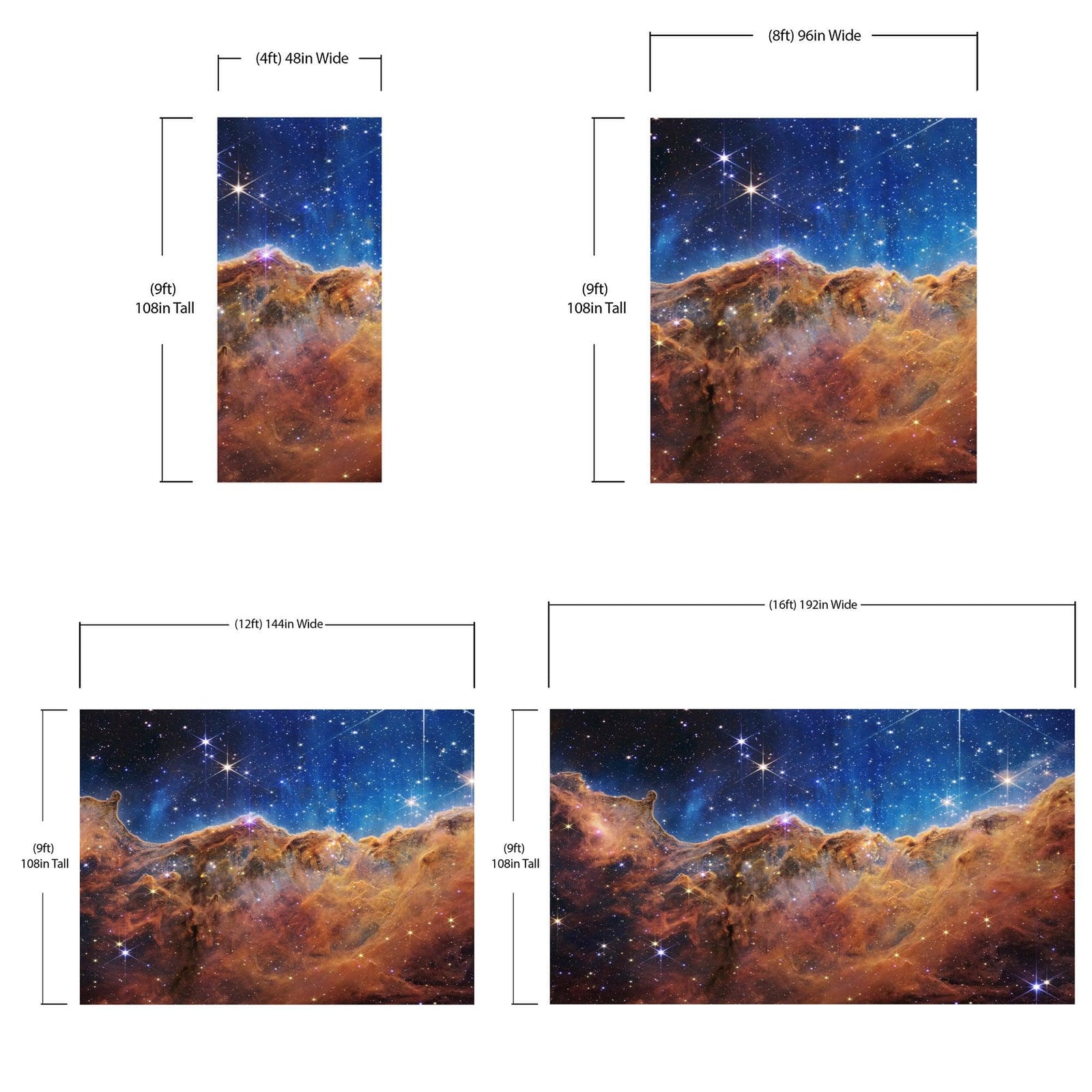 Acantilados cósmicos en la nebulosa Carina (imagen NIRCam) de la NASA, la ESA, la CSA y el STScI. Mural de pared espacial Galaxy Nebula | Papel tapiz autoadhesivo. N.° 6421