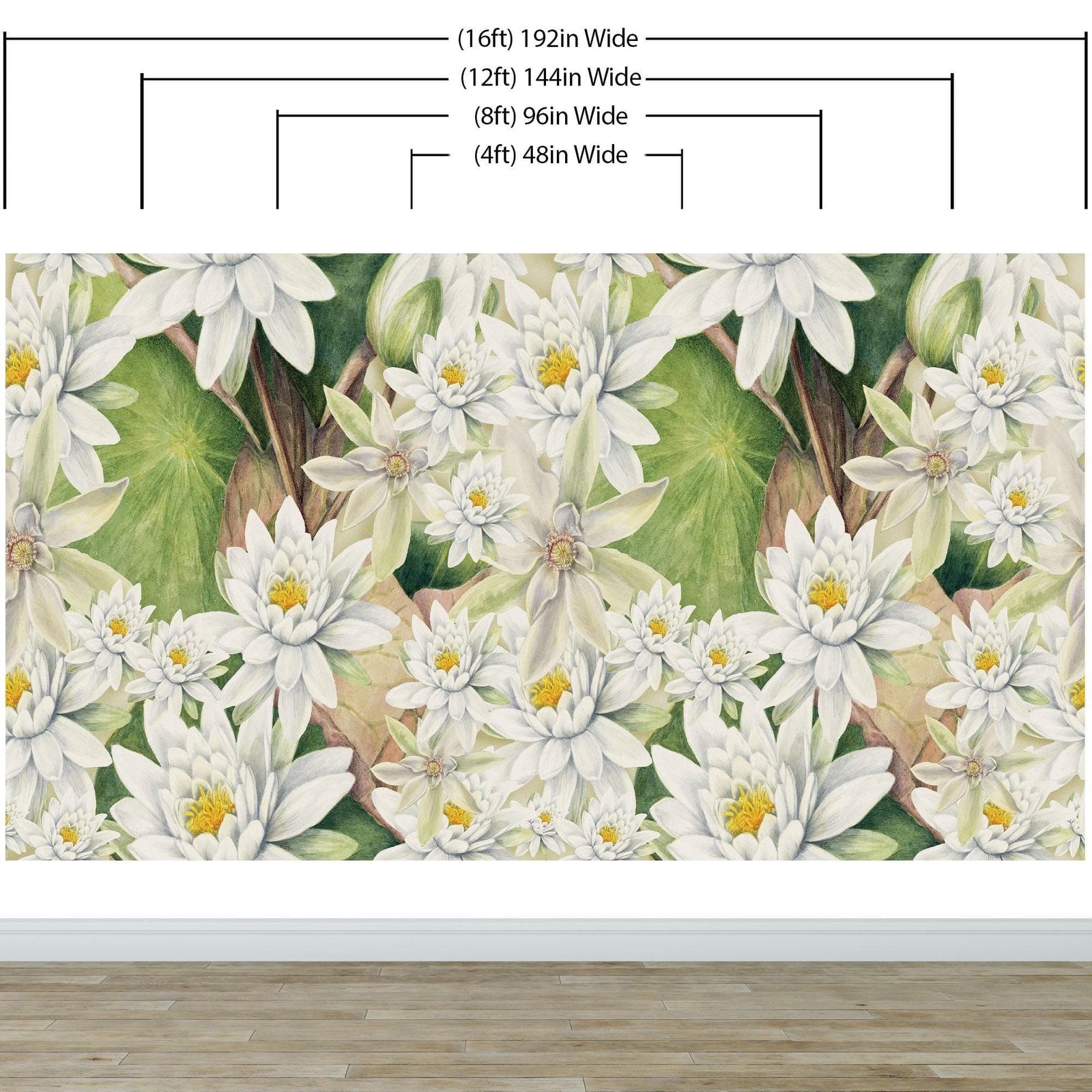 Mural de pared con flores botánicas. Ilustración a lápiz de color de un jardín de flores. Papel tapiz autoadhesivo. Flores botánicas del paraíso y hojas sobre fondo negro. #6426