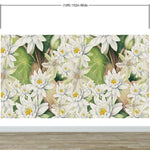 Mural de pared con flores botánicas. Ilustración a lápiz de color de un jardín de flores. Papel tapiz autoadhesivo. Flores botánicas del paraíso y hojas sobre fondo negro. #6426