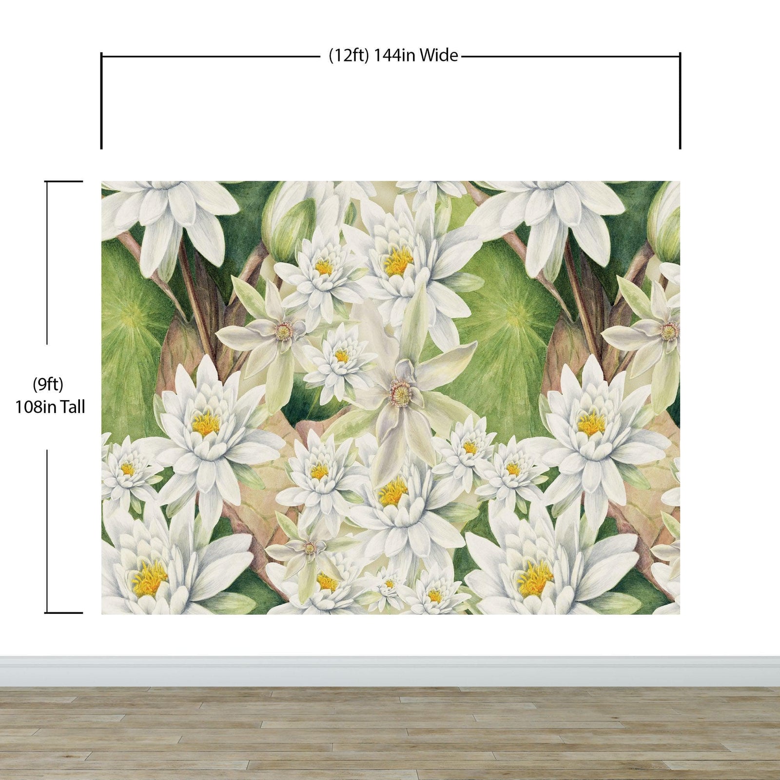 Mural de pared con flores botánicas. Ilustración a lápiz de color de un jardín de flores. Papel tapiz autoadhesivo. Flores botánicas del paraíso y hojas sobre fondo negro. #6426