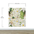 Mural de pared con flores botánicas. Ilustración a lápiz de color de un jardín de flores. Papel tapiz autoadhesivo. Flores botánicas del paraíso y hojas sobre fondo negro. #6426