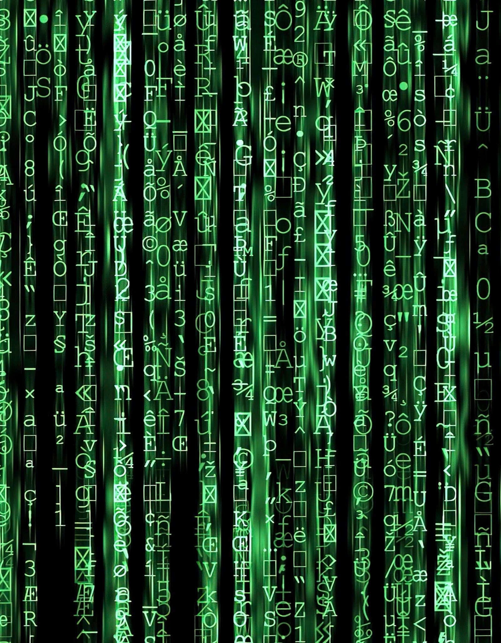 Mural de pared con líneas de código en estilo Matrix de computadora. Decoración de ciencia ficción. #6430