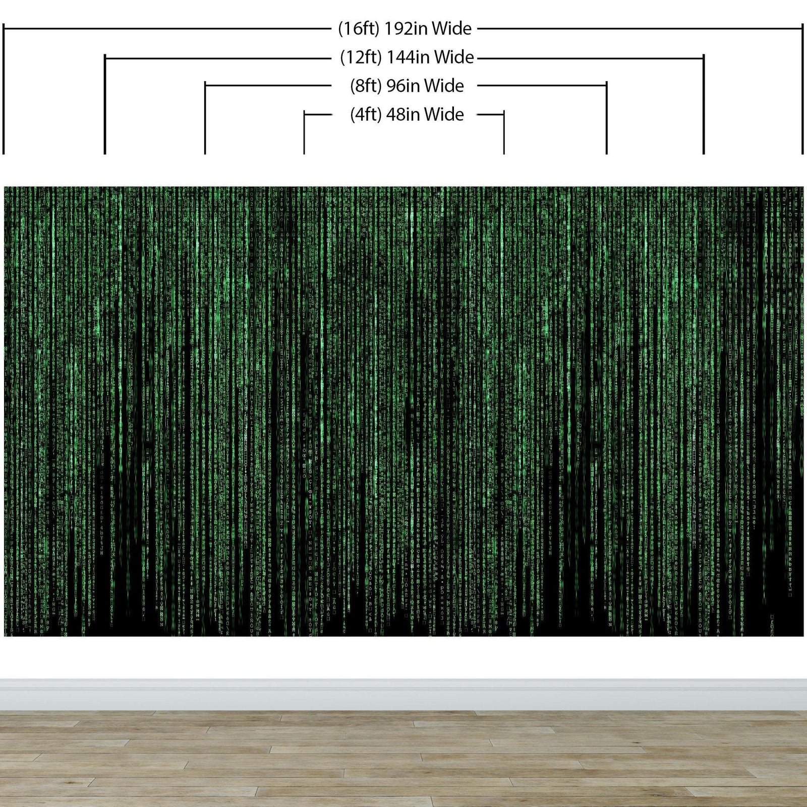 Mural de pared con líneas de código en estilo Matrix de computadora. Decoración de ciencia ficción. #6430