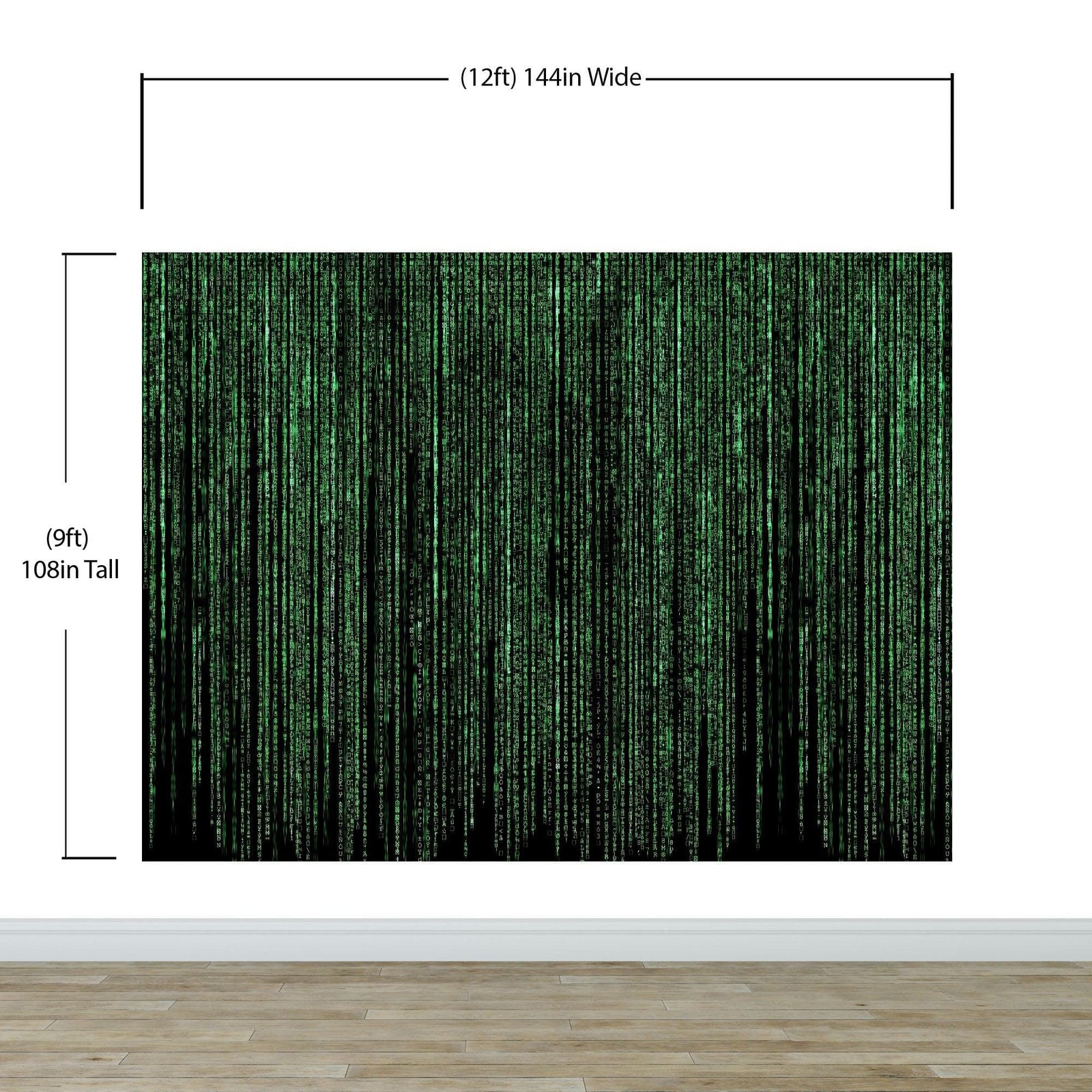 Mural de pared con líneas de código en estilo Matrix de computadora. Decoración de ciencia ficción. #6430