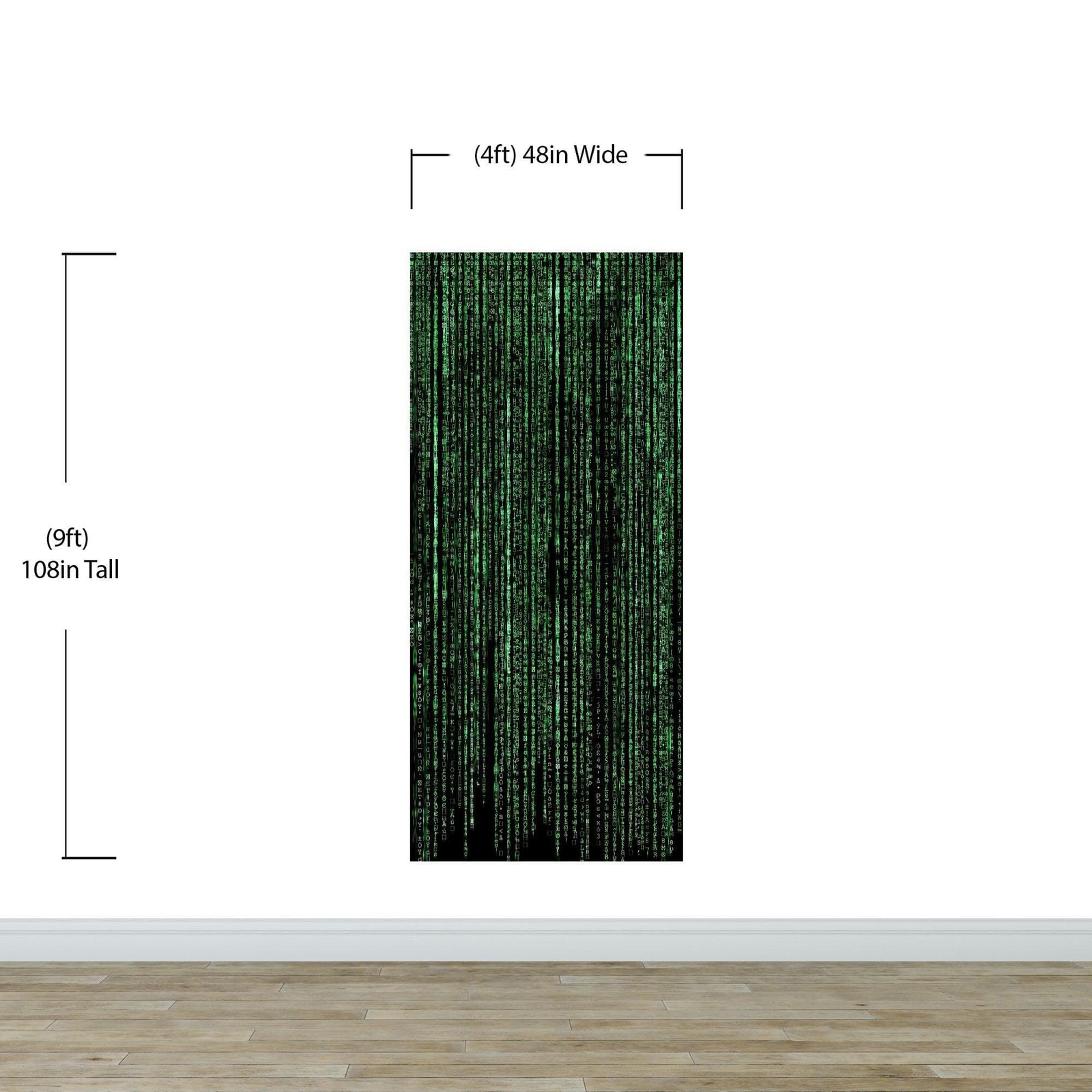 Mural de pared con líneas de código en estilo Matrix de computadora. Decoración de ciencia ficción. #6430