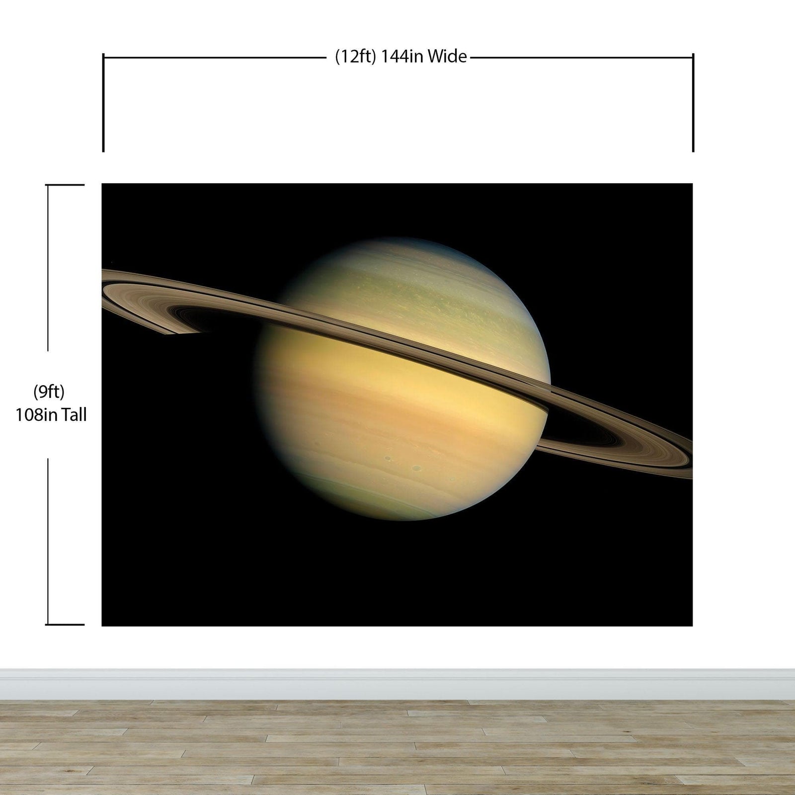 Mural de pared con los anillos de Saturno. Papel tapiz despegable y adhesivo con temática espacial. #6432