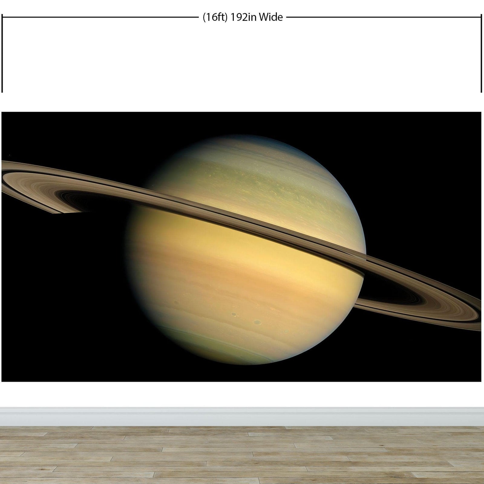 Mural de pared con los anillos de Saturno. Papel tapiz despegable y adhesivo con temática espacial. #6432