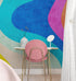 Mural de pared con patrón de curvas de colores del arco iris retro abstracto. #6433