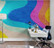 Mural de pared con patrón de curvas de colores del arco iris retro abstracto. #6433