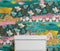 Mural de pared con diseño abstracto de mariposas rosas. Diseño retro con ilustración en color rosa. #6434