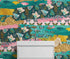 Mural de pared con diseño abstracto de mariposas rosas. Diseño retro con ilustración en color rosa. #6434