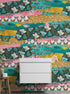 Mural de pared con diseño abstracto de mariposas rosas. Diseño retro con ilustración en color rosa. #6434
