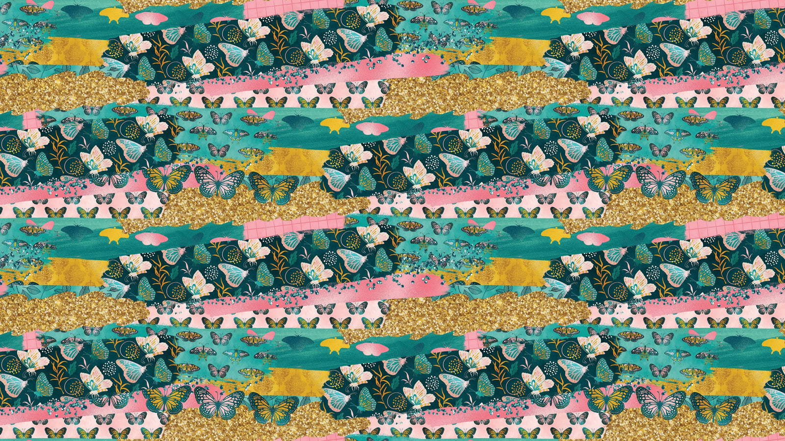 Mural de pared con diseño abstracto de mariposas rosas. Diseño retro con ilustración en color rosa. #6434
