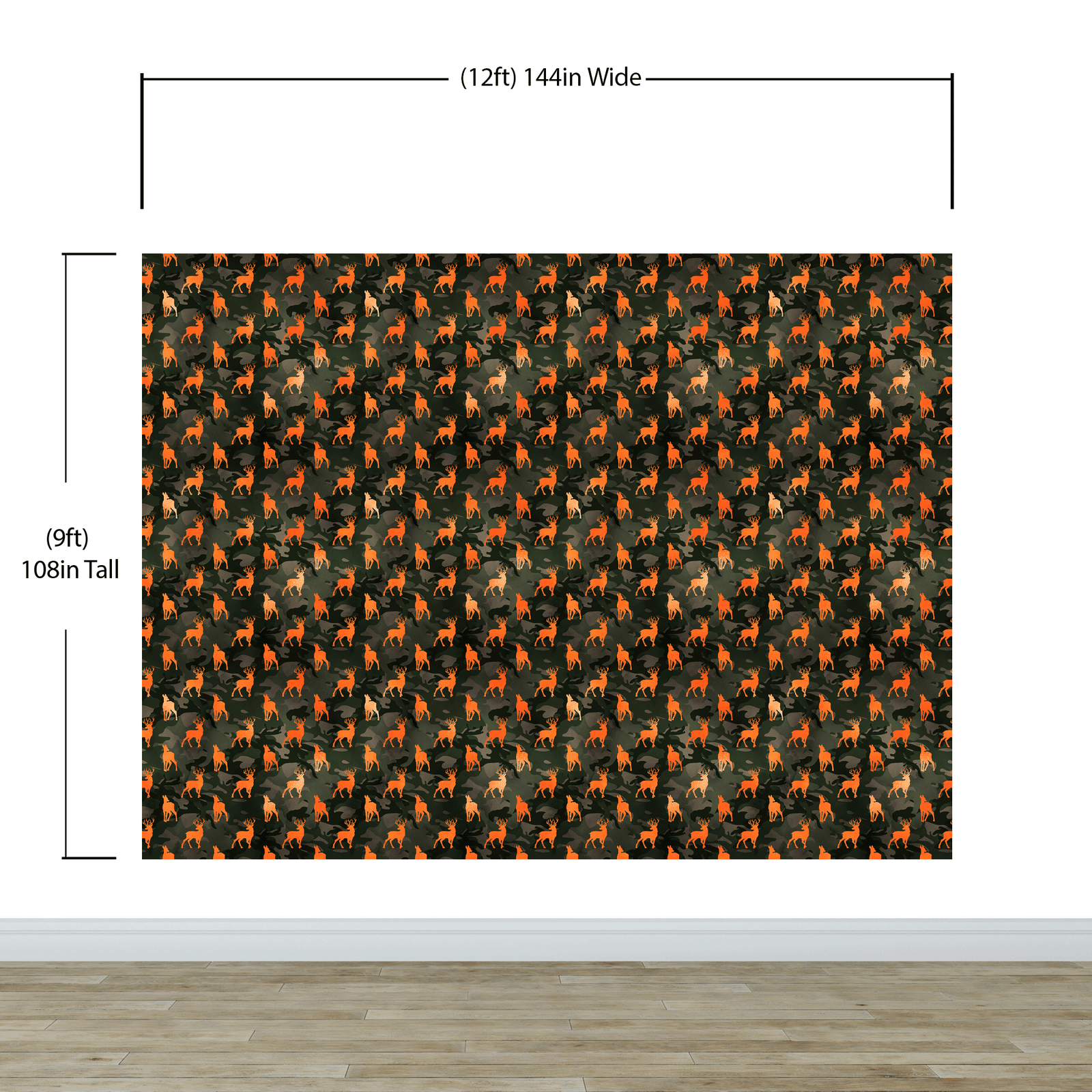 Mural de pared con silueta de ciervo y camuflaje. Decoración para el hogar con temática militar y cazadores. Papel tapiz autoadhesivo. N.º 6436