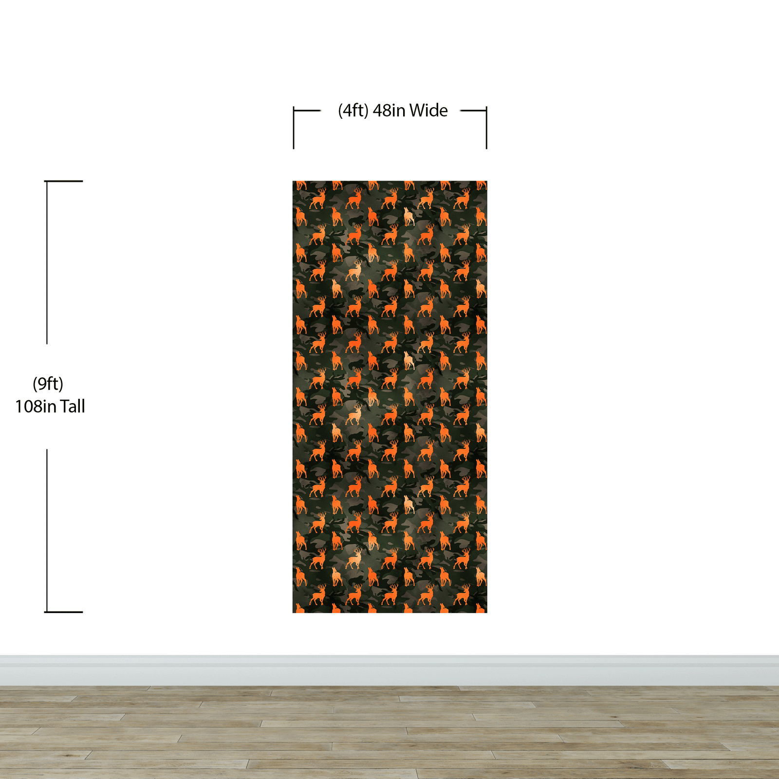 Mural de pared con silueta de ciervo y camuflaje. Decoración para el hogar con temática militar y cazadores. Papel tapiz autoadhesivo. N.º 6436