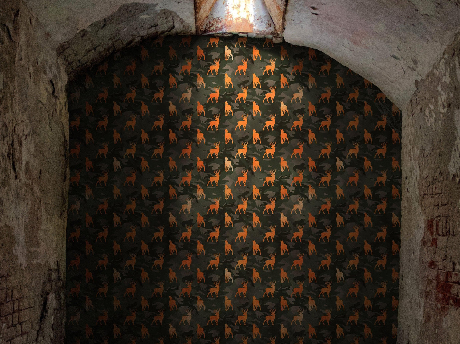 Mural de pared con silueta de ciervo y camuflaje. Decoración para el hogar con temática militar y cazadores. Papel tapiz autoadhesivo. N.º 6436