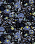 Mural de pared con estampado de flores en color azul y negro. Papel tapiz autoadhesivo con motivos florales botánicos tropicales. N.º 6437