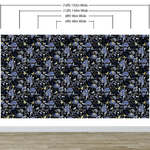 Mural de pared con estampado de flores en color azul y negro. Papel tapiz autoadhesivo con motivos florales botánicos tropicales. N.º 6437