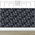 Mural de pared con estampado de flores en color azul y negro. Papel tapiz autoadhesivo con motivos florales botánicos tropicales. N.º 6437