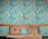 Mural de pared con estampado de hojas de otoño en color verde azulado. Ilustración retro con estampado de follaje. N.º 6438