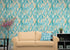 Mural de pared con estampado de hojas de otoño en color verde azulado. Ilustración retro con estampado de follaje. N.º 6438