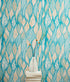 Mural de pared con estampado de hojas de otoño en color verde azulado. Ilustración retro con estampado de follaje. N.º 6438