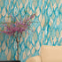 Mural de pared con estampado de hojas de otoño en color verde azulado. Ilustración retro con estampado de follaje. N.º 6438