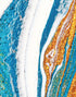 Mural abstracto con patrón de manchas de tinta de colores brillantes. Dorado, blanco y azul. #6439 
