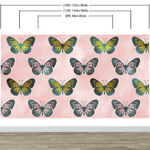 Mural de pared con estampado de mariposas grandes sobre fondo rosa. Decoración para dormitorio, habitación infantil y hogar. Papel tapiz autoadhesivo. N.º 6441