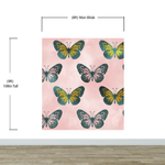 Mural de pared con estampado de mariposas grandes sobre fondo rosa. Decoración para dormitorio, habitación infantil y hogar. Papel tapiz autoadhesivo. N.º 6441