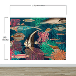 Mural de pared vintage retro con temática marina submarina. Papel tapiz autoadhesivo con temática de playa, náutica y vida marina. N.º 6442