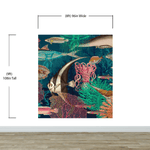 Mural de pared vintage retro con temática marina submarina. Papel tapiz autoadhesivo con temática de playa, náutica y vida marina. N.º 6442