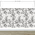 Mural de pared con ilustración de flores vintage. Papel pintado autoadhesivo en blanco y negro. N.º 6443
