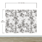 Mural de pared con ilustración de flores vintage. Papel pintado autoadhesivo en blanco y negro. N.º 6443
