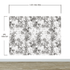 Mural de pared con ilustración de flores vintage. Papel pintado autoadhesivo en blanco y negro. N.º 6443