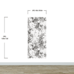 Mural de pared con ilustración de flores vintage. Papel pintado autoadhesivo en blanco y negro. N.º 6443