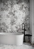 Mural de pared con ilustración de flores vintage. Papel pintado autoadhesivo en blanco y negro. N.º 6443
